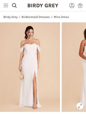 Birdy Grey Strapless White Off-Shoulder Slit Bridesmaid Gown